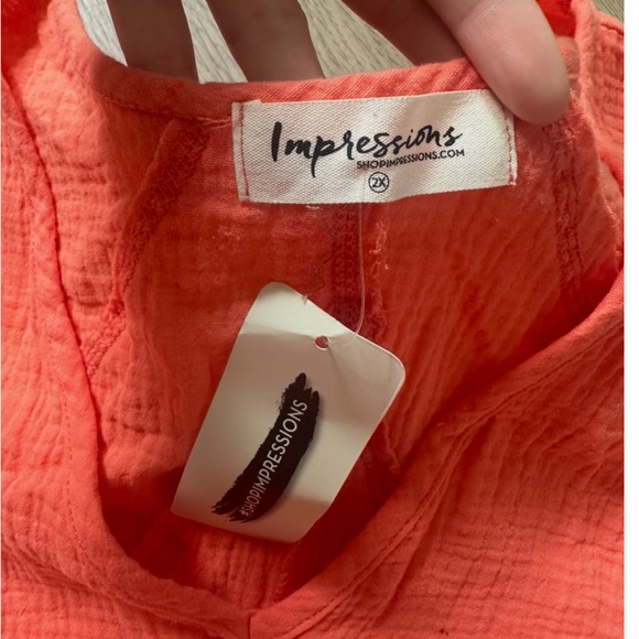 Impressions Vibrant Coral Sleeveless Dress - Picture 5 of 5